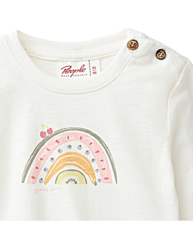 Maglietta baby lunga in cotone bio "Yummy Fruits" - col. bianco