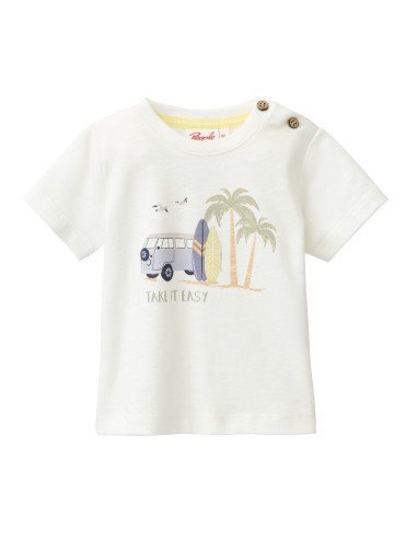 T-Shirt in cotone bio "Take it easy" - col. bianco