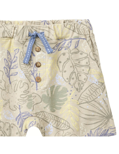 Baby shorts in cotone bio "Foglie Tropicali" - col. verde fantasia