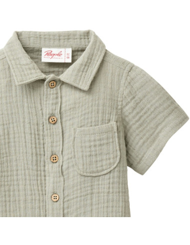Camicia baby in mussola di cotone bio - col. verde salvia