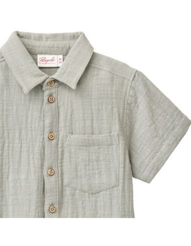 Camicia bambino in mussola di cotone bio - col. verde salvia