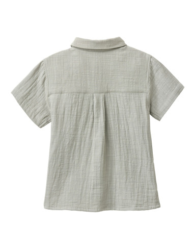 Camicia bambino in mussola di cotone bio - col. verde salvia