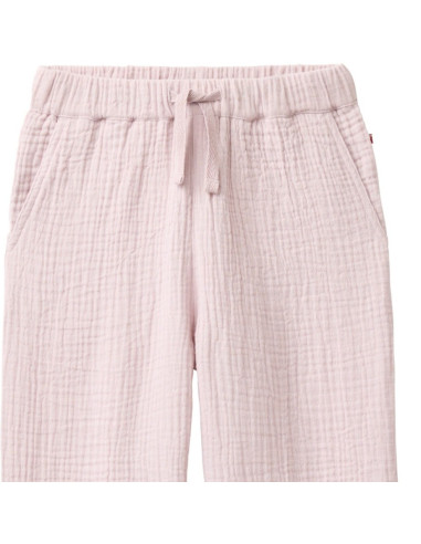 Pantaloni bambina in mussola di cotone bio - col. lilla chiaro