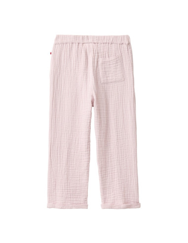 Pantaloni bambina in mussola di cotone bio - col. lilla chiaro