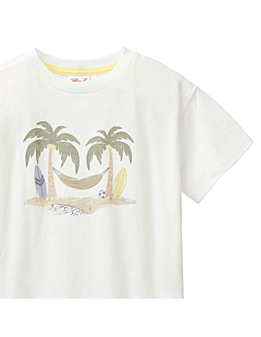 T-Shirt in cotone bio "Fun Island" - col. bianco