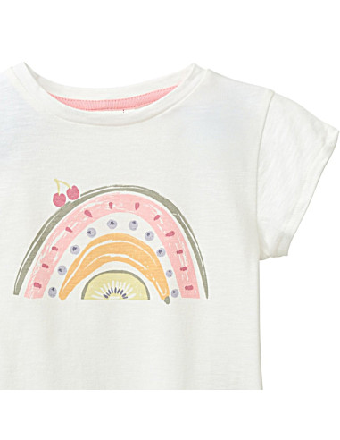 T-Shirt in cotone bio "Arcobaleno" - col. bianco