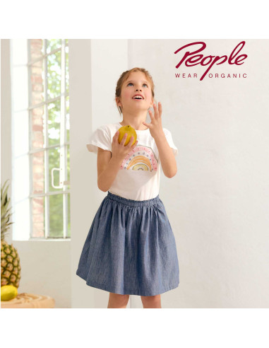 T-Shirt in cotone bio "Arcobaleno" - col. bianco