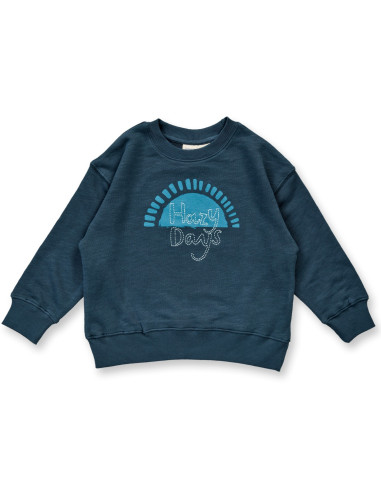 Felpa in cotone biologico "Hazy Days" - col. petrolio