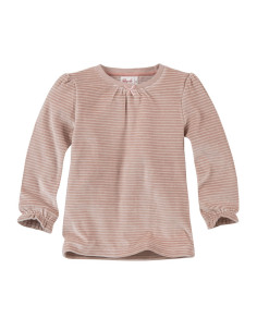 Pigiama in ciniglia di cotone biologico - col. beige rosato a righe 2