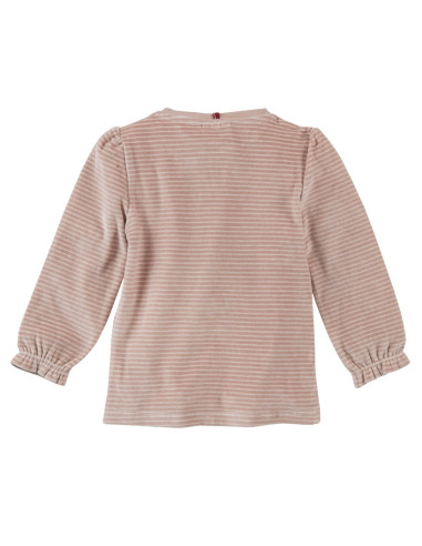 Pigiama in ciniglia di cotone biologico - col. beige rosato a righe