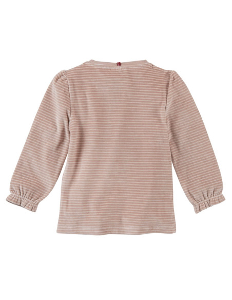 Pigiama in ciniglia di cotone biologico - col. beige rosato a righe