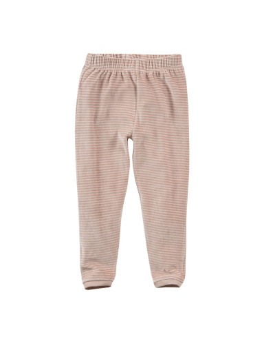 Pigiama in ciniglia di cotone biologico - col. beige rosato a righe