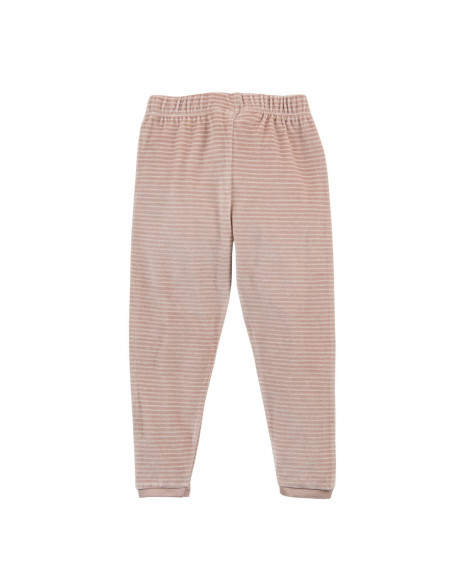 Pigiama in ciniglia di cotone biologico - col. beige rosato a righe