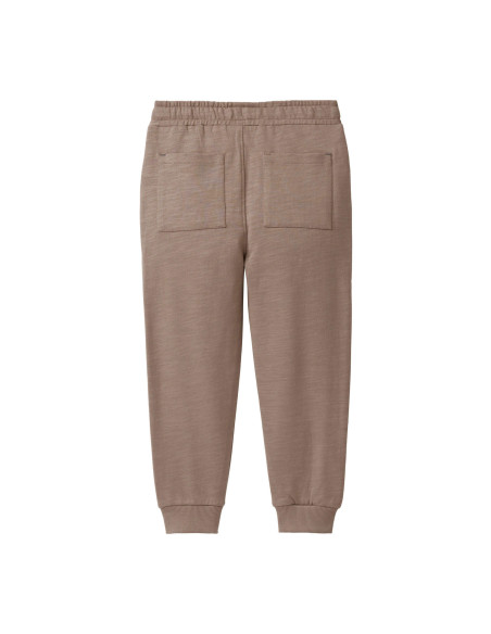 Pantalone tuta in cotone bio felpato "Adventure Club" - col. tabacco