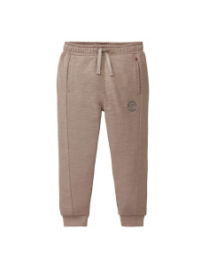 Pantalone tuta in cotone bio felpato "Adventure Club" - col. tabacco
