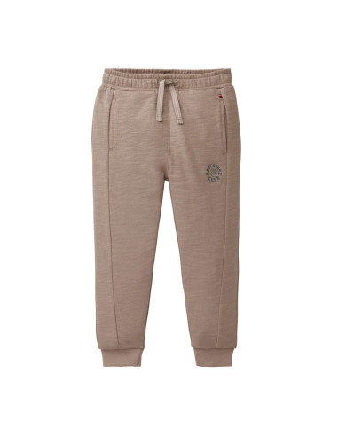 Pantalone tuta in cotone bio felpato "Adventure Club" - col. tabacco