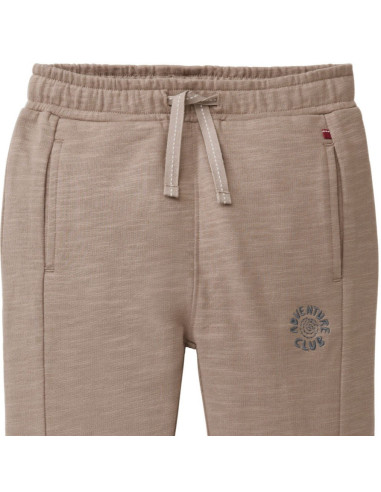 Pantalone tuta in cotone bio felpato "Adventure Club" - col. tabacco