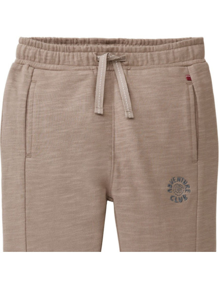 Pantalone tuta in cotone bio felpato "Adventure Club" - col. tabacco