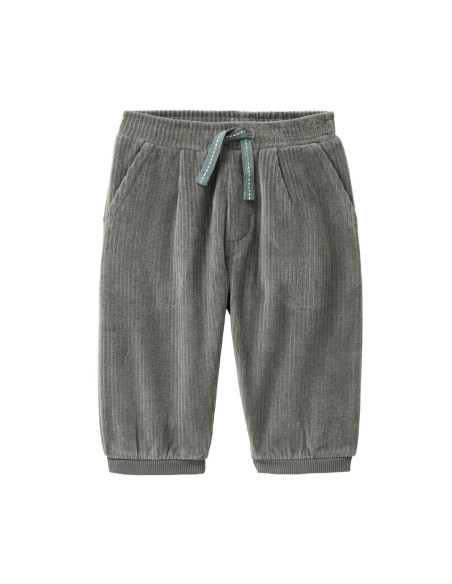 Pantalone baby in ciniglia di cotone bio - col. eucalipto