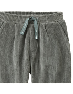 Pantalone baby in ciniglia di cotone bio - col. eucalipto 2