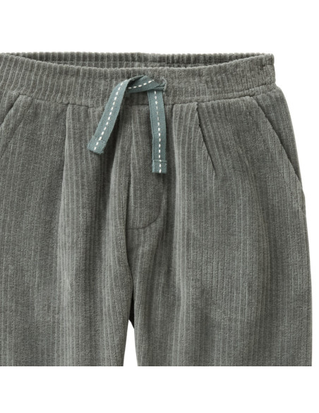 Pantalone baby in ciniglia di cotone bio - col. eucalipto