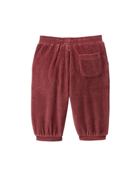 Pantalone baby in ciniglia di cotone bio - col. burgundy