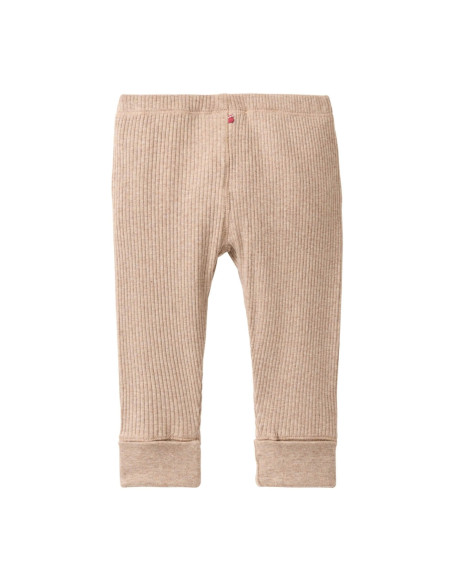 Leggings in cotone bio a costine - col. sabbia melange