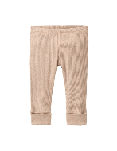 Leggings in cotone bio a costine - col. sabbia melange