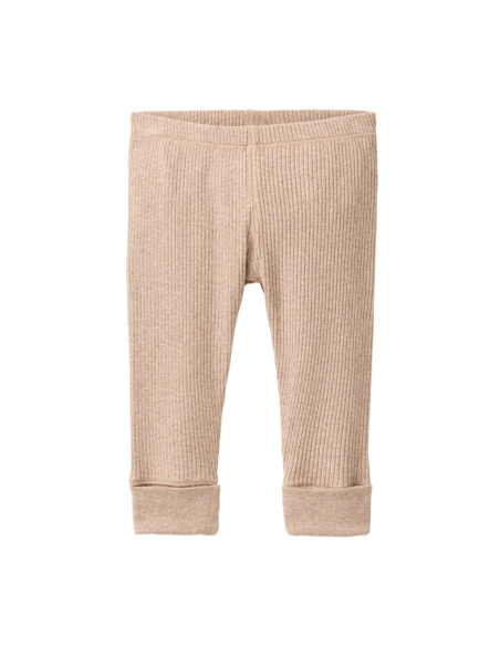 Leggings in cotone bio a costine - col. sabbia melange