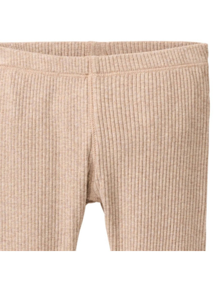 Leggings in cotone bio a costine - col. sabbia melange