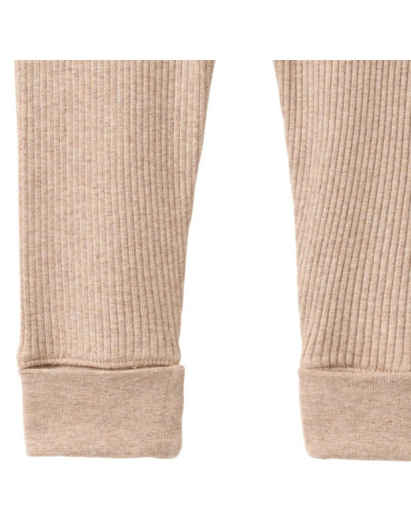 Leggings in cotone bio a costine - col. sabbia melange