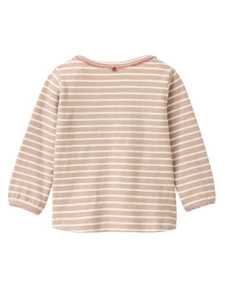 Maglietta baby a manica lunga in cotone bio "Riccio" - col. tortora a righe