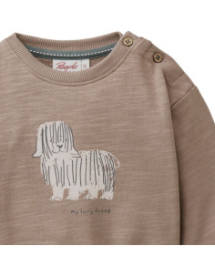 Felpa baby leggera in cotone bio  "My furry friend" - col. tabacco 2