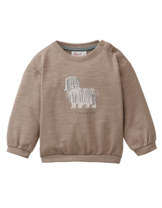 Felpa baby leggera in cotone bio  "My furry friend" - col. tabacco