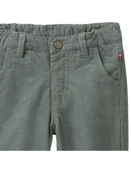 Pantalone baby in velluto di cotone bio foderato - col. eucalipto
