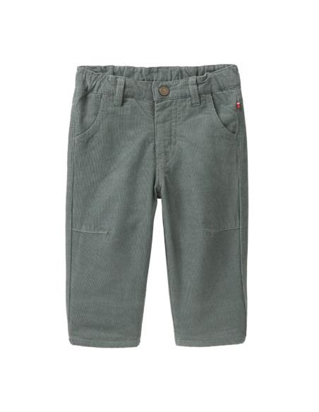 Pantalone baby in velluto di cotone bio foderato - col. eucalipto