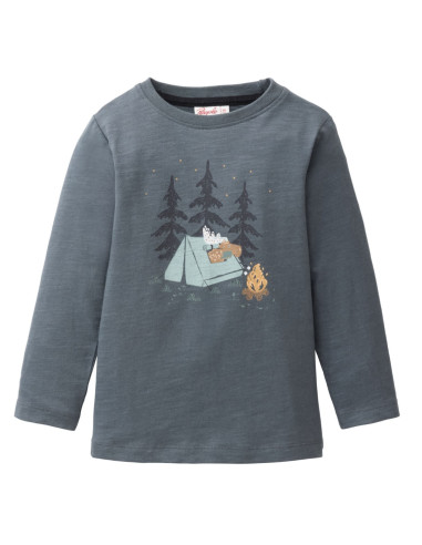 Maglietta bambino a maniche lunghe in cotone bio “Renna” - col. blu grigio