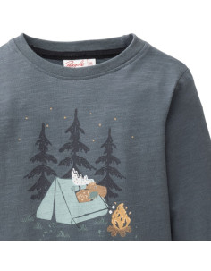 Maglietta bambino a maniche lunghe in cotone bio “Renna” - col. blu grigio 2