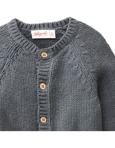 Cardigan baby in cotone biologico - col. blu grigio