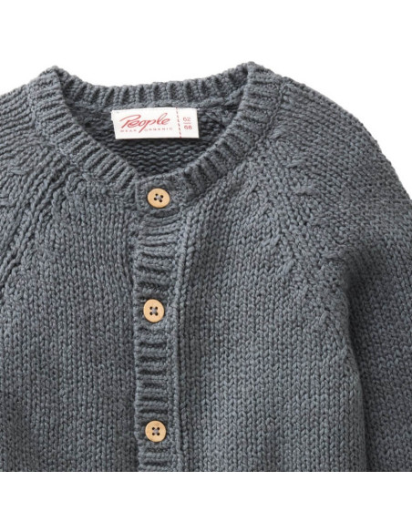 Cardigan baby in cotone biologico - col. blu grigio