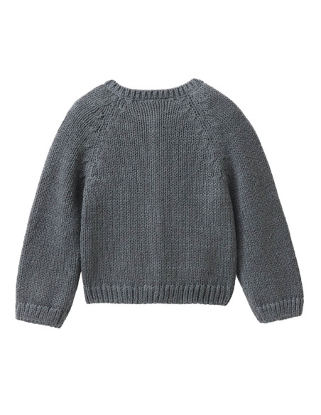 Cardigan baby in cotone biologico - col. blu grigio