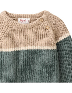 Pullover baby in cotone bio - col. eucalipto /sabbia 2