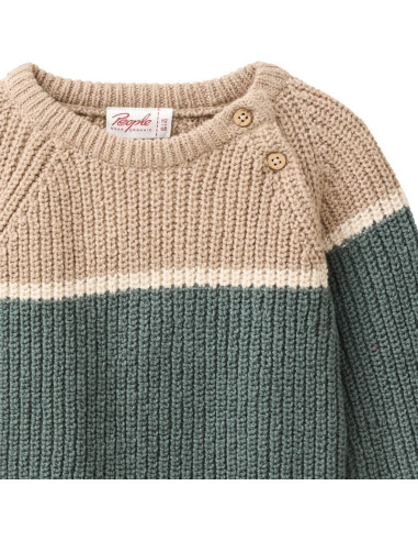 Pullover baby in cotone bio - col. eucalipto /sabbia