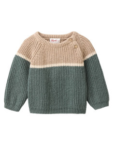 Pullover baby in cotone bio - col. eucalipto /sabbia