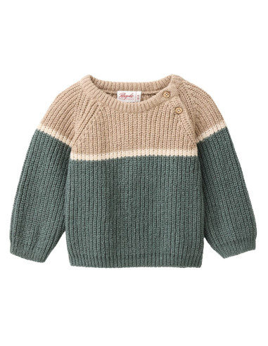 Pullover baby in cotone bio - col. eucalipto /sabbia