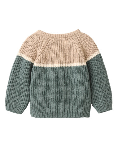 Pullover baby in cotone bio - col. eucalipto /sabbia