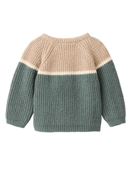 Pullover baby in cotone bio - col. eucalipto /sabbia