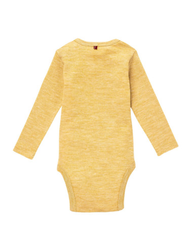 Body a manica lunga in cotone bio/lana bio/seta -col. giallo melange