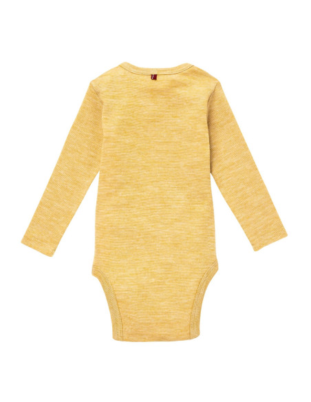 Body a manica lunga in cotone bio/lana bio/seta -col. giallo melange