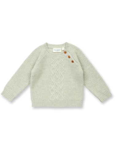 Pullover baby in lana Merino bio "Diboo" - col. verde pallido melange
